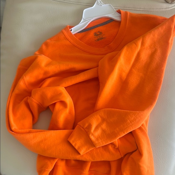Fruit of the Loom Bright Orange Crewneck Sweatshirt - Picture 4 of 6